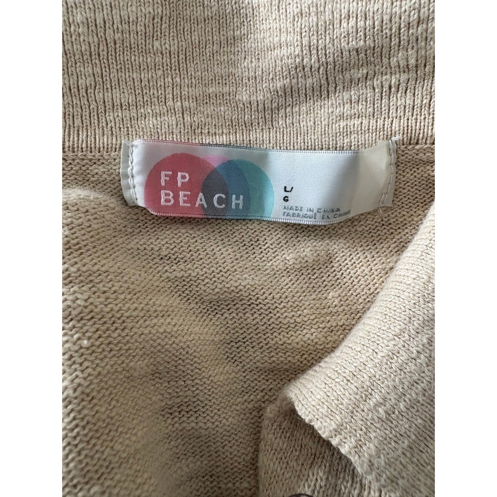 Free People FP Beach Long Sleeve Button Front Shirt Oversized Large Linen‎ Blend - Picture 8 of 11